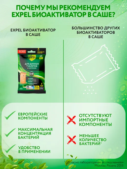Expel Биоактиватор для септиков и дачных туалетов саше 40г, 150 г, 2 шт, фото 7