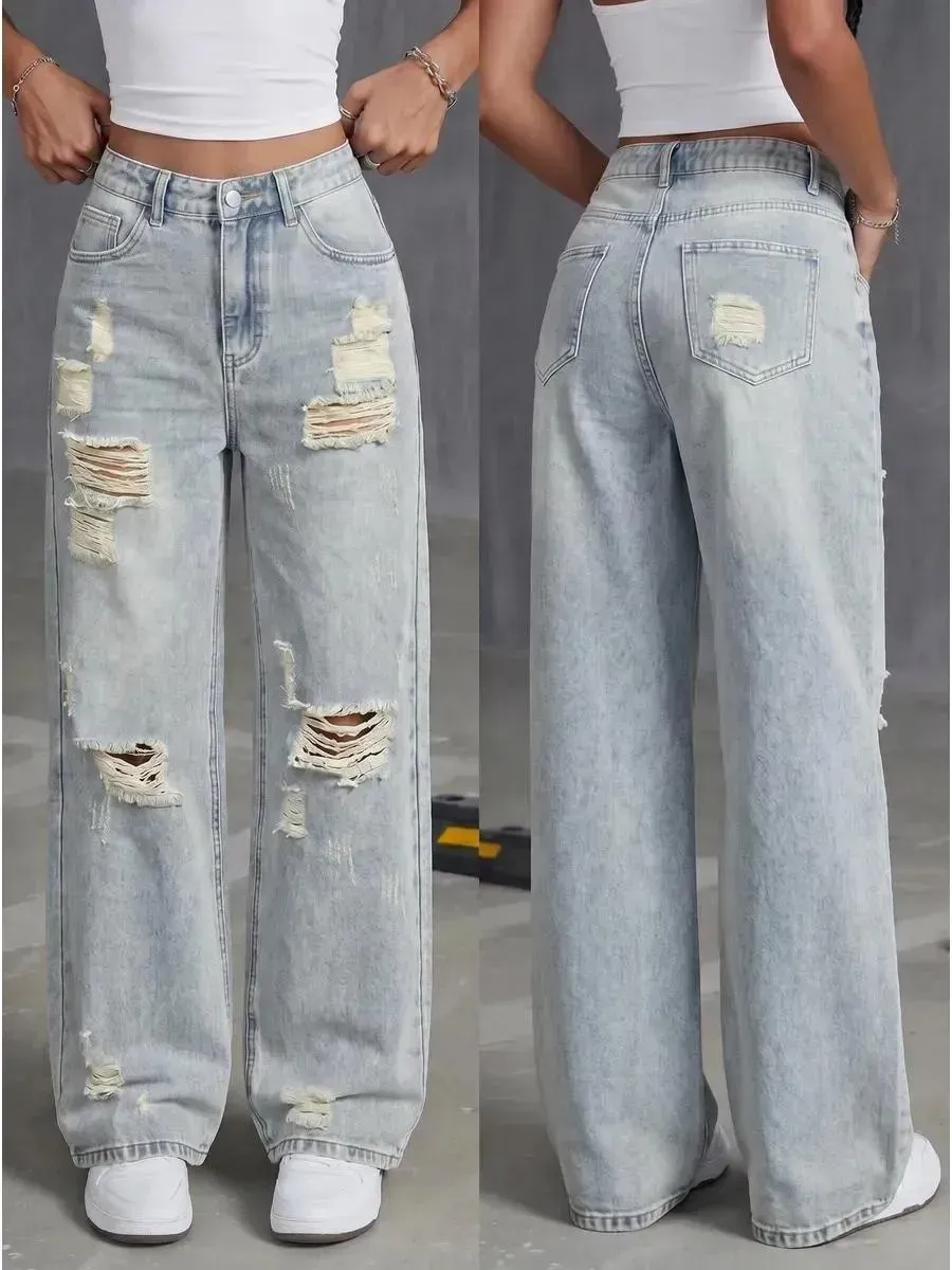 Широкие рваные джинсы багги baggy jeans y2k