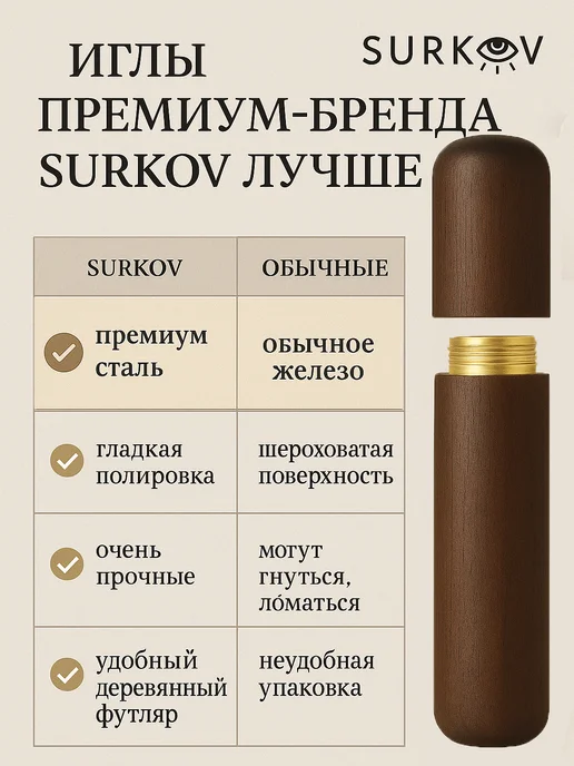 Surkov Иглы в кейсе из палисандра 12 штук, 12 шт, фото 8