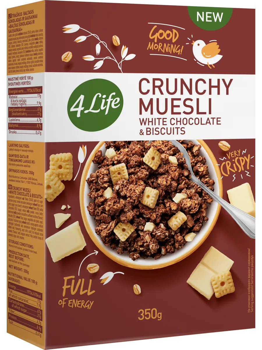 Мюсли хрустящие "White chocolate & biscuits" 350г