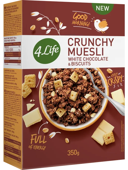 4Life Мюсли хрустящие "White chocolate & biscuits" 350г, 350 г