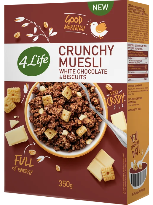 4Life Мюсли хрустящие "White chocolate & biscuits" 350г, 350 г, фото 2