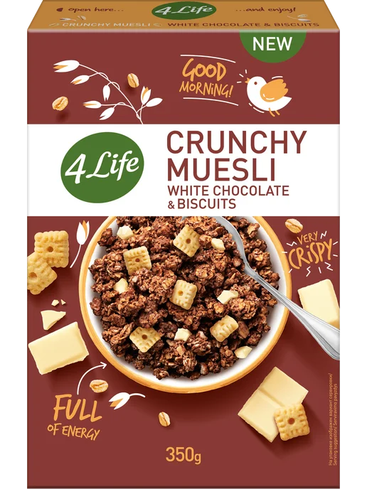 4Life Мюсли хрустящие "White chocolate & biscuits" 350г, 350 г, фото 4