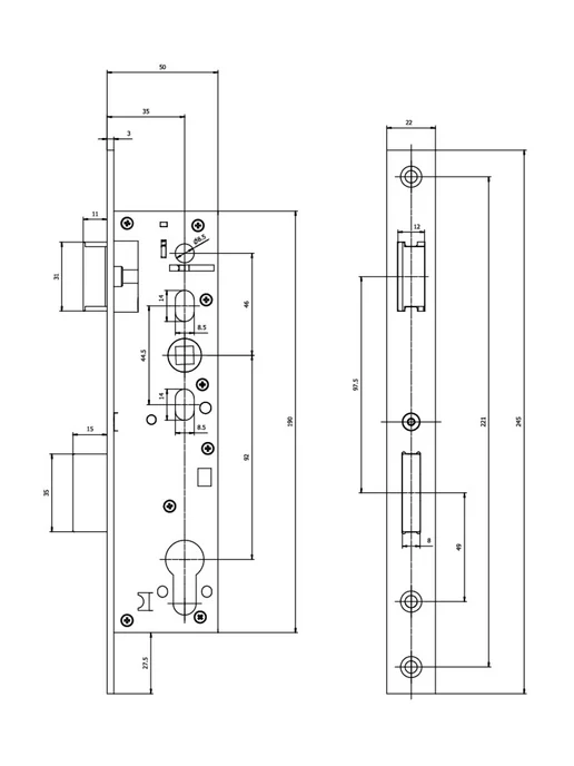 Doorlock Замок дверной DL301 цилиндровый, серый, фото 2