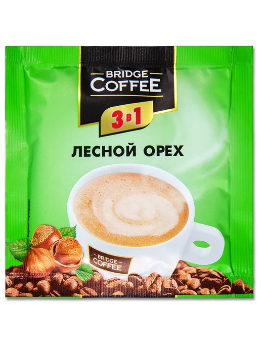 Bridge Coffee Кофе 3 в 1 в пакетиках растворимый Bridge "Лесной орех" 20 г, 20 г, фото 2