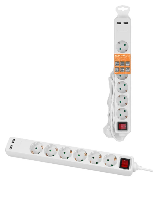 TDM Electric Удлинитель сетевой c USB 3 м TDM, 3 м