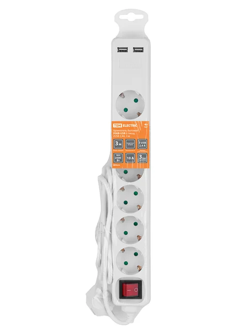 TDM Electric Удлинитель сетевой c USB 3 м TDM, 3 м, фото 5