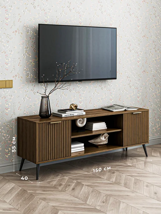 Bordo мебель Тумба под телевизор напольная на ножках 150х55х40 см, 150x55x40 см, фото 2