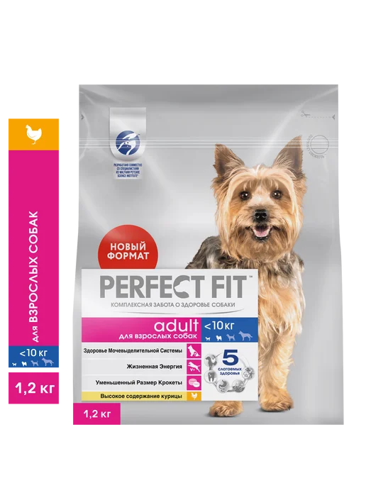 Сухой корм PERFECT FIT для собак, взрослые, курица, 1,2 кг