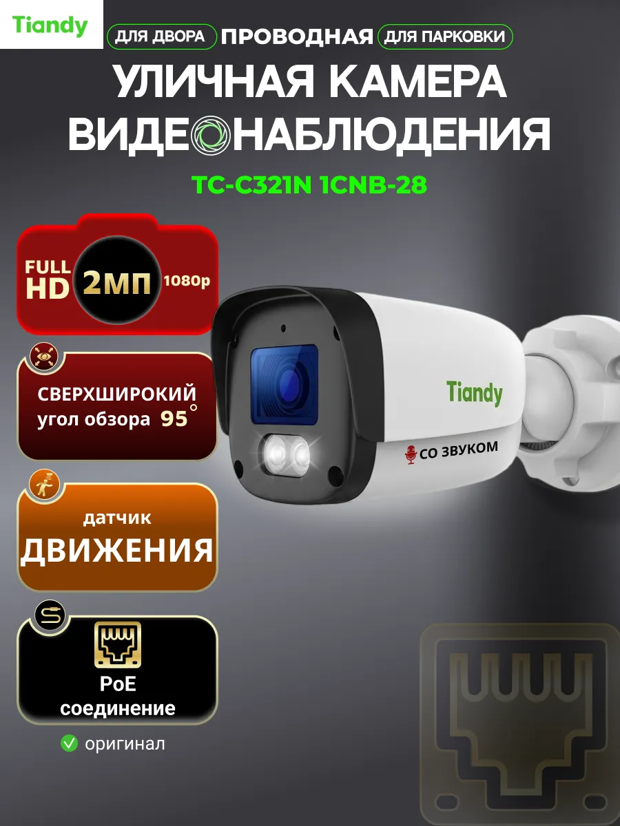 Камера видеонаблюдения для дома уличная со звуком TC-C321N