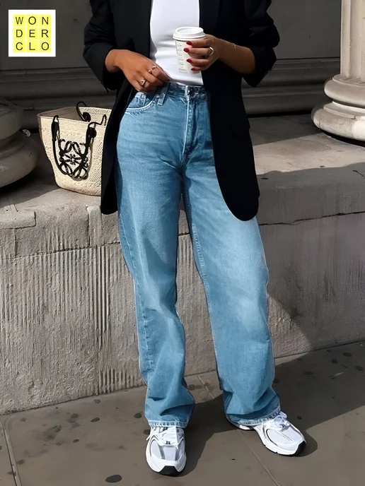 пиджак оверсайз с джинсами и кроссовками