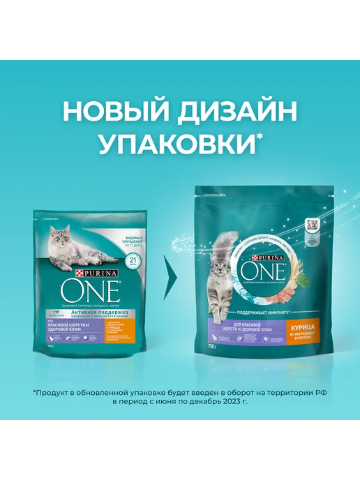 Сухой корм PURINA ONE Кошек Красивой для собак, взрослые, 0,75 кг, фото 2