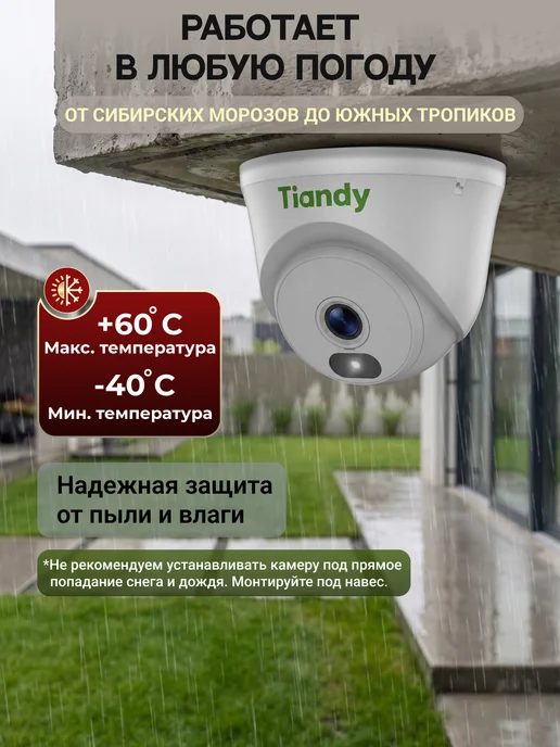 TIANDY Камера видеонаблюдения для дома уличная со звуком TC-C320N, вариант, фото 5