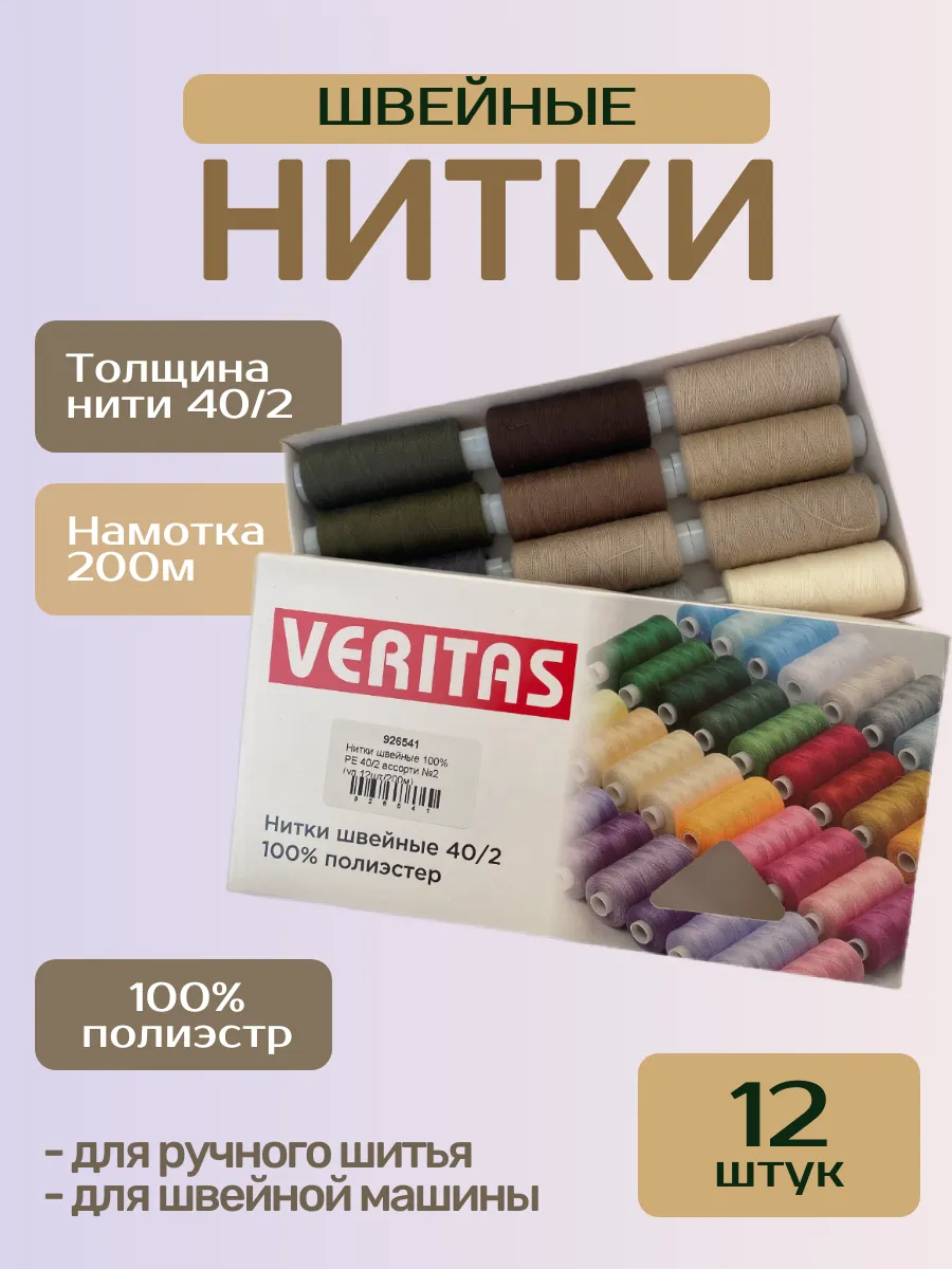 Нитки для шитья набор 12шт.