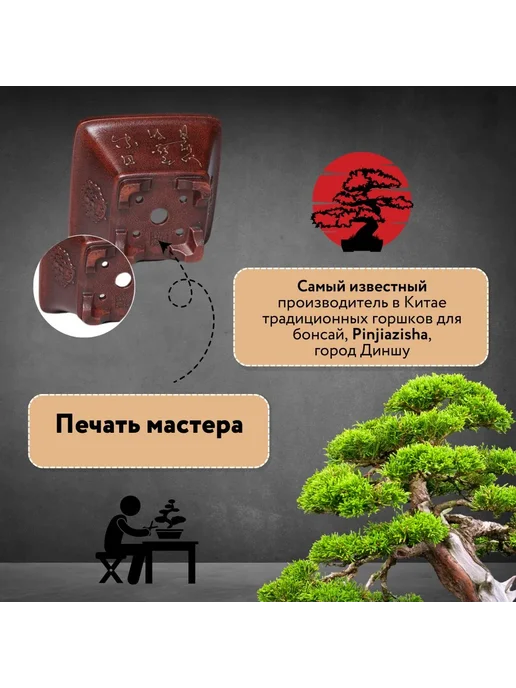 Горшок для бонсай "Эхо Азии", красный, фото 2