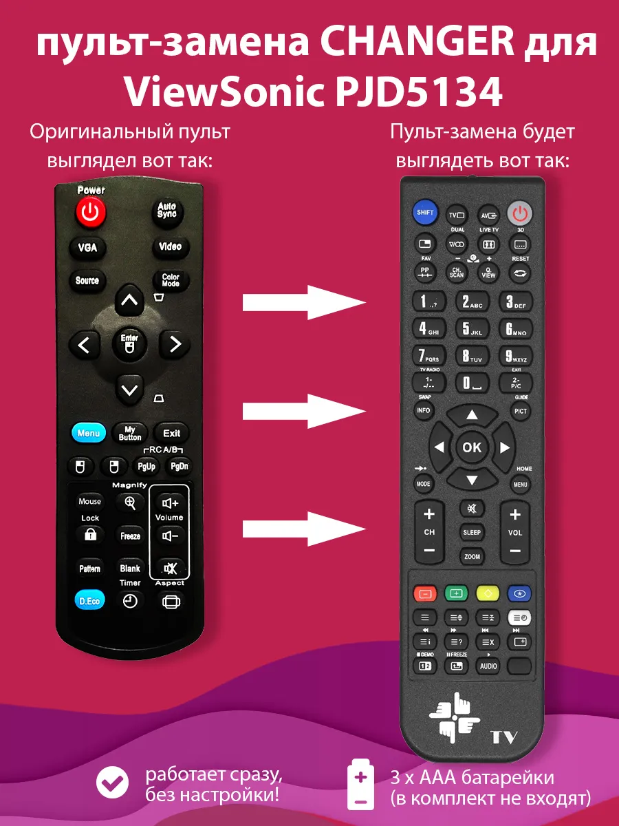 пульт-замена для ViewSonic PJD5134