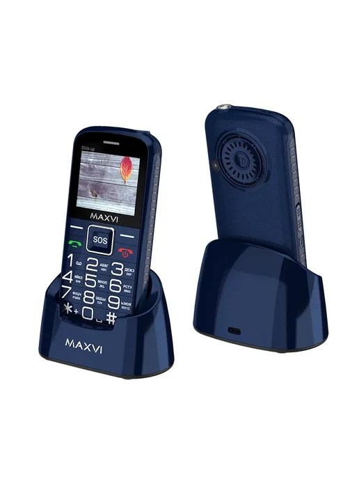 Maxvi Мобильный телефон кнопочный для пожилых и детей B5ds up, синий