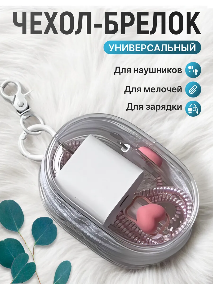 Чехол брелок для зарядки на молнии сумка косметичка