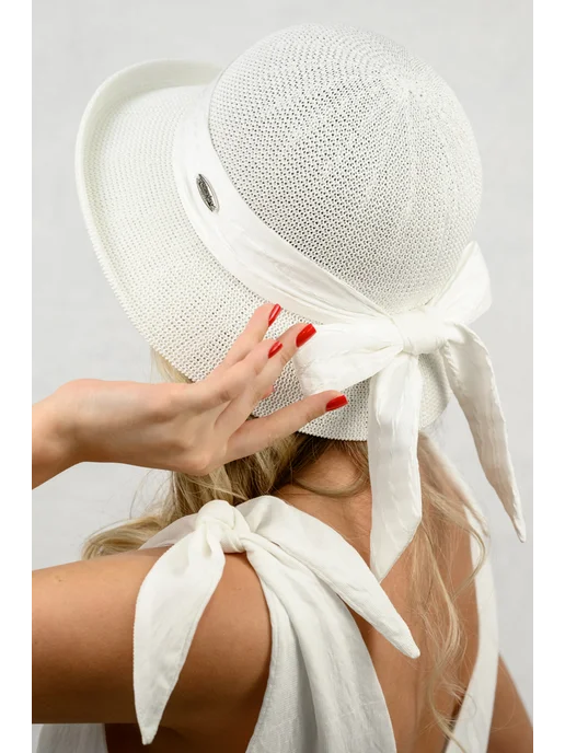 Nazarkov Furs Шляпа пляжная летняя, белый, фото 3