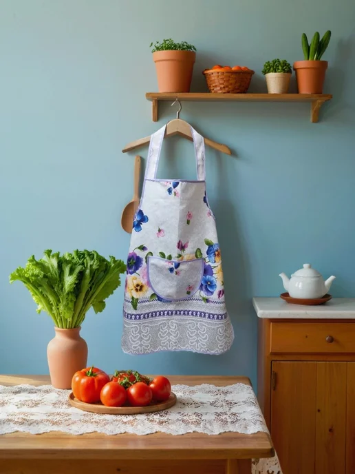 БР ТЕКСТИЛЬ Фартук кухонный из рогожки, синий