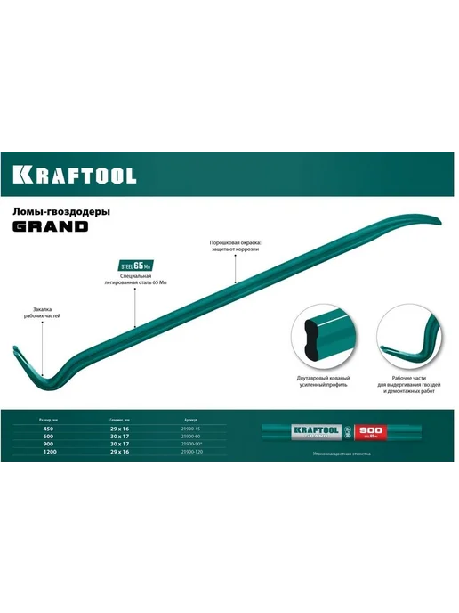 Kraftool Лом-гвоздодер 600мм, сечение 30х17мм, кованый, двутавровый, вариант, фото 3