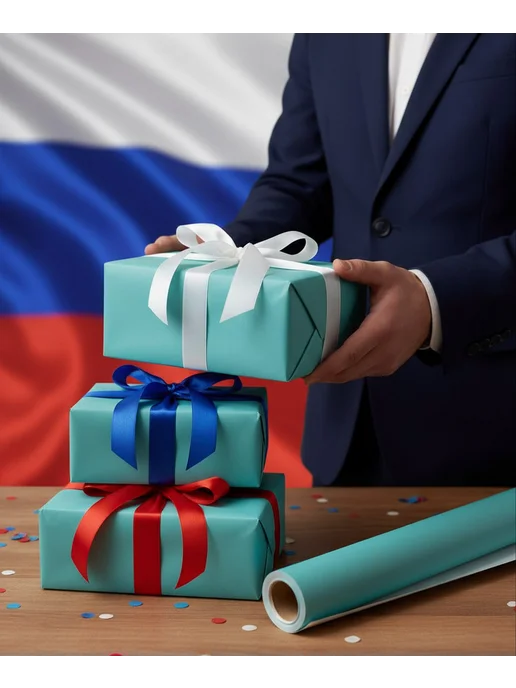 Упаковочная бумага для цветов и подарков, голубой, фото 2