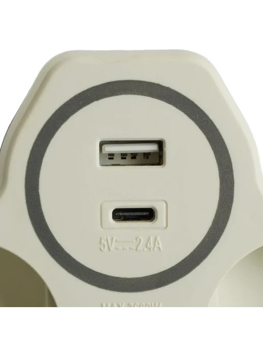 STEKKER Разветвитель сетевой тройник c usb и type c, белый, фото 6