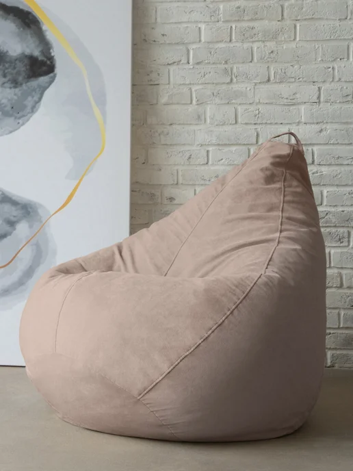 CoolPouf Чехол для кресла-мешка XXXXXL велюр, бежевый, фото 2