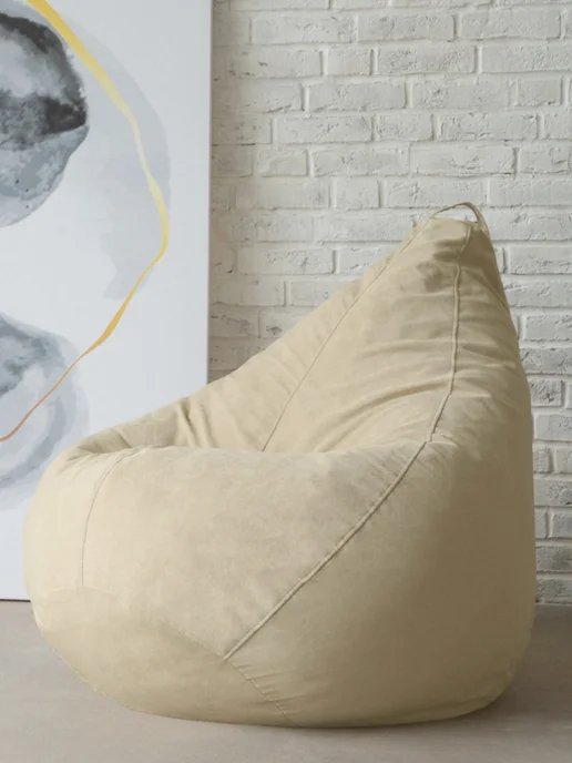 CoolPouf Чехол для кресла-мешка XXXXL велюр, бежевый, фото 2