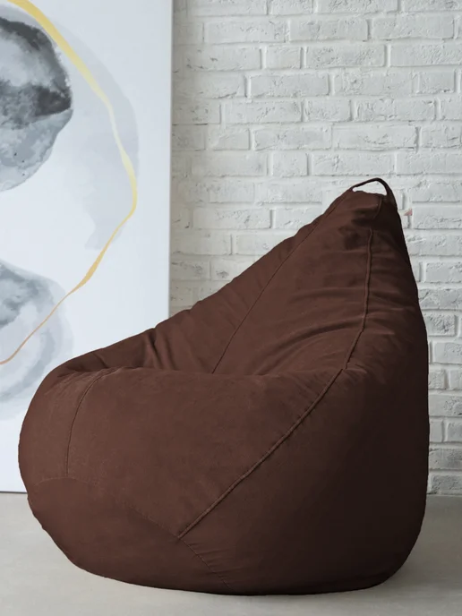 CoolPouf Чехол для кресла-мешка XXXXL велюр, коричневый, фото 2
