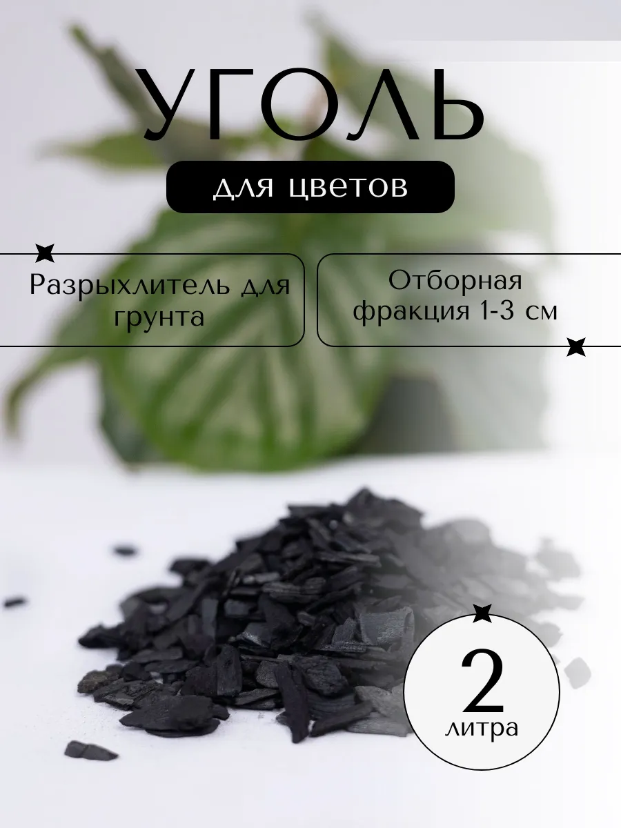 Уголь древесный для растений 2 л