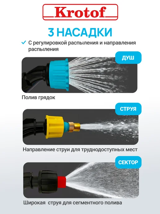 Krotof Опрыскиватель аккумуляторный садовый ручной для растений, вариант, фото 3