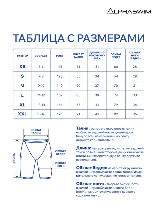ALPHA SWIM джаммеры для мальчика для плавания детские, синий, фото 2