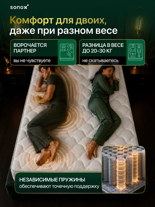 sonox Матрас 140х200 ортопедический пружинный с кокосом, 140x200, фото 7