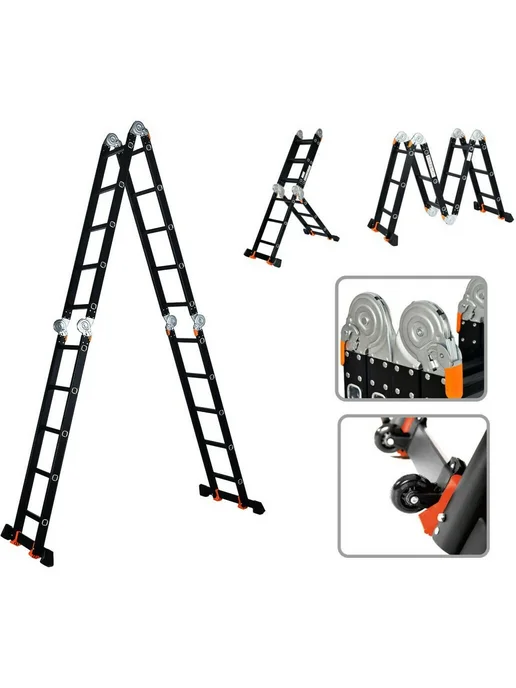 startul Лестница-трансформер алюминиевая 580 см Black Line ST9930-05, черный, фото 8