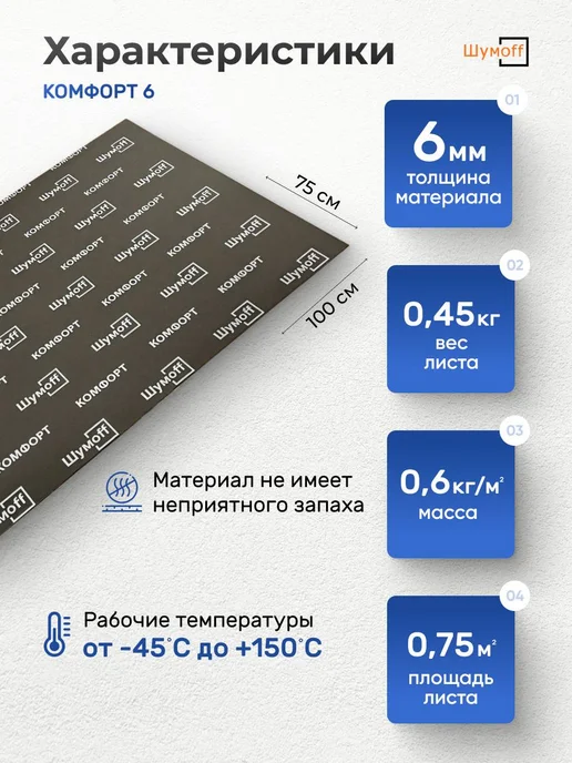 Шумофф Шумоизоляция для автомобиля Комфорт 6, 4 л, 2 л, фото 2