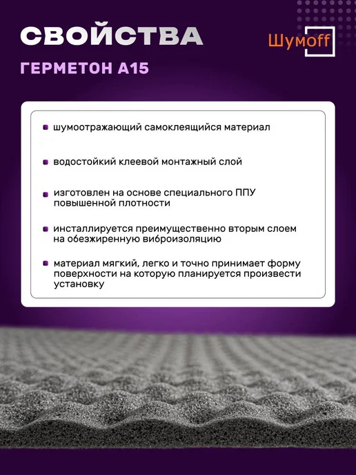 Шумофф Шумоизоляция Герметон А15 - 1 лист, вариант, фото 3