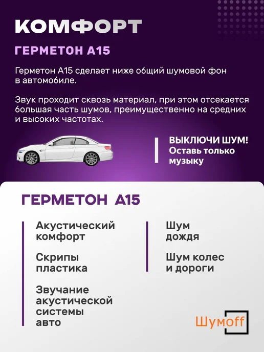Шумофф Шумоизоляция Герметон А15 - 1 лист, вариант, фото 5