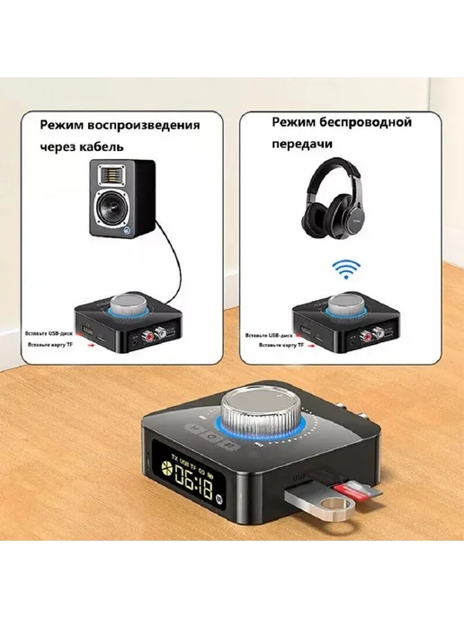Блютуз аудио усилитель звука Конвектор звуковой аудио адаптер усилитель с микрофоном, черный, фото 4