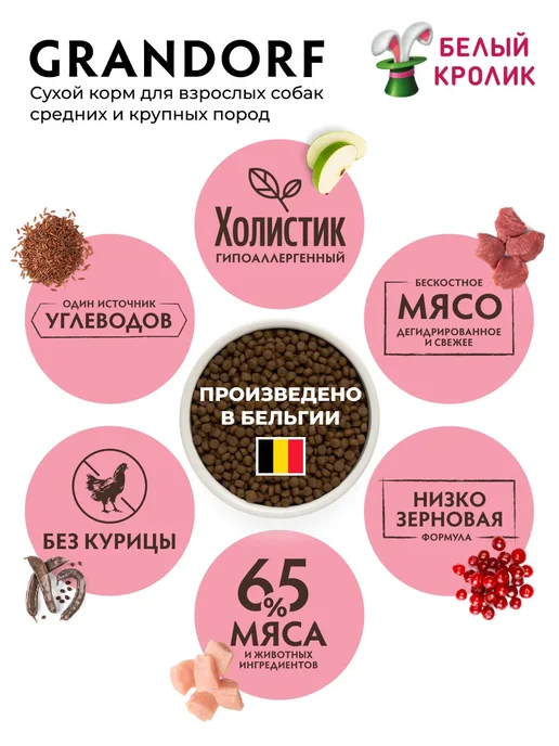 Сухой корм Grandorf' Med для собак, крупные, индейка, ягненок, 1 кг, фото 4