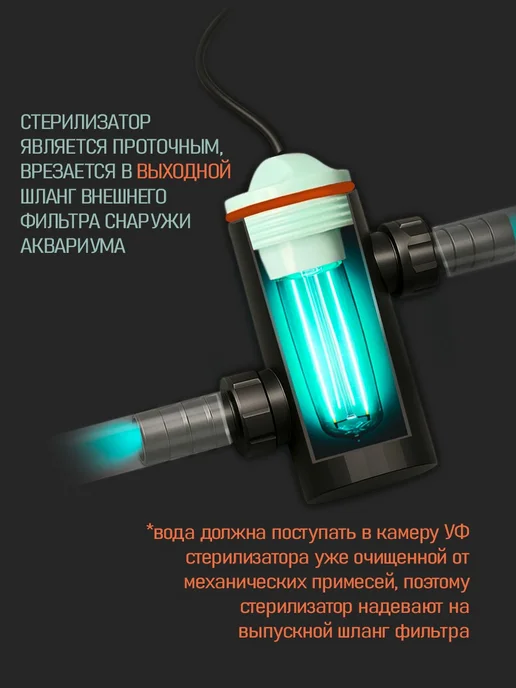ARPRO УФ-стерилизатор для аквариума AS-UV (до 120л, 5Вт), 120 л, 5 Вт, фото 3