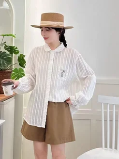 Рубашка в корейском стиле с вышивкой Rose fashion 347379238 купить за 2 625 ₽ в интернет-магазине Wildberries