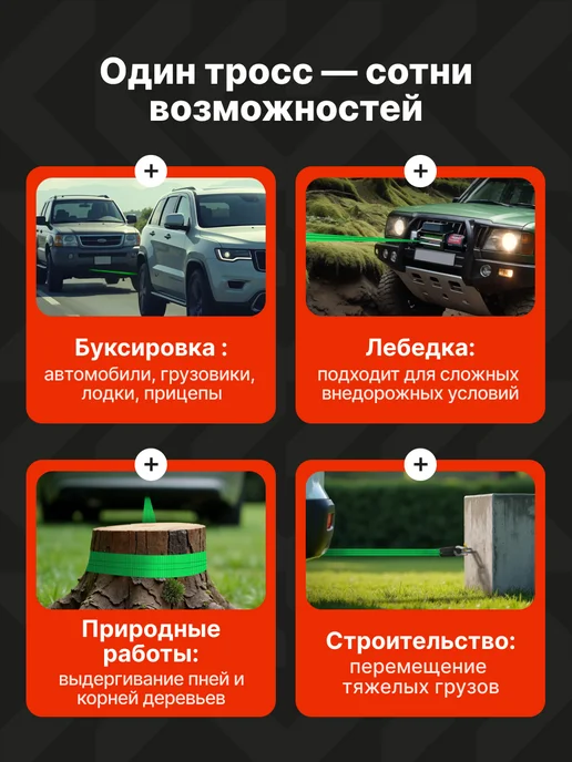 Grosco Стропа буксировочная 20т 6м с петлями, 6 м, фото 4