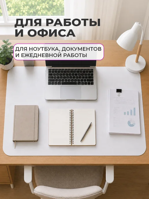 CrystalDesk Защитный коврик на стол. Гибкое стекло 50 40, белый, фото 4