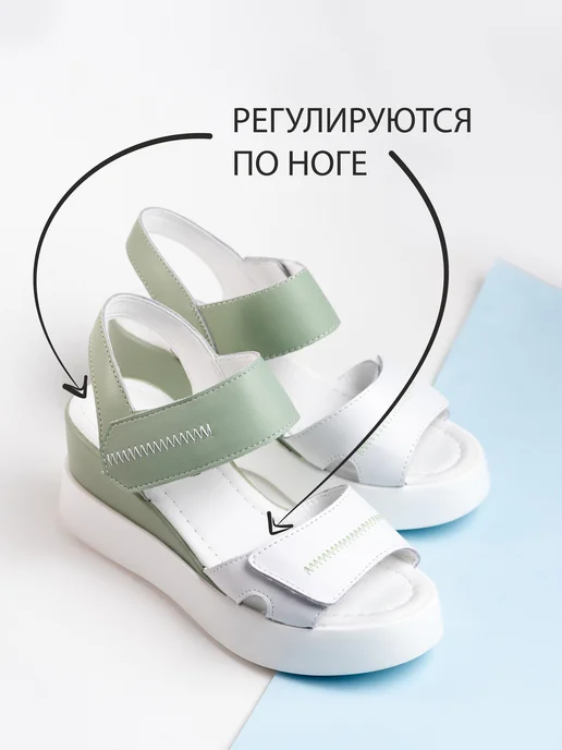 JusFancy Зеленые босоножки женские на платформе натуральная кожа, зеленый, фото 3