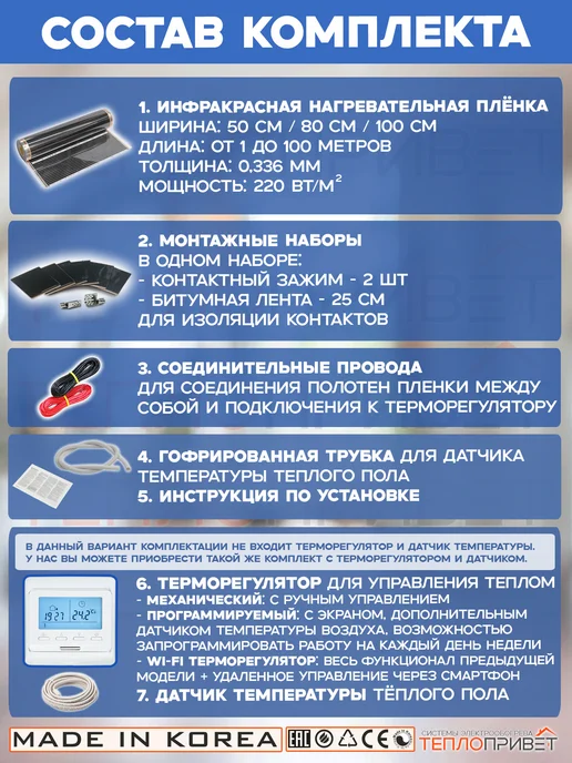 Rexva Теплый пол 2 м х 80 см 352 Вт TL-80-2N без регулятора, 2 м, 352 Вт, фото 5