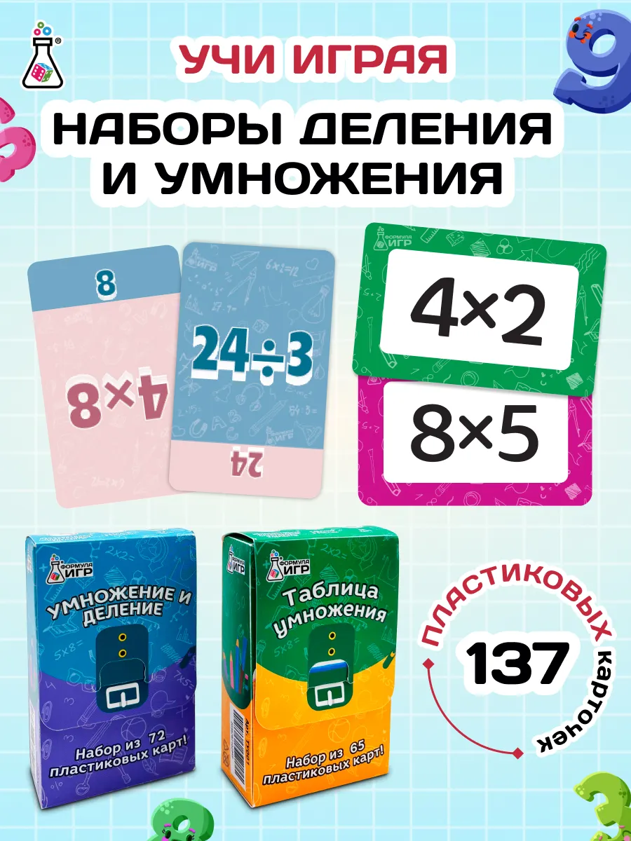Набор карточек таблица умножения и деления