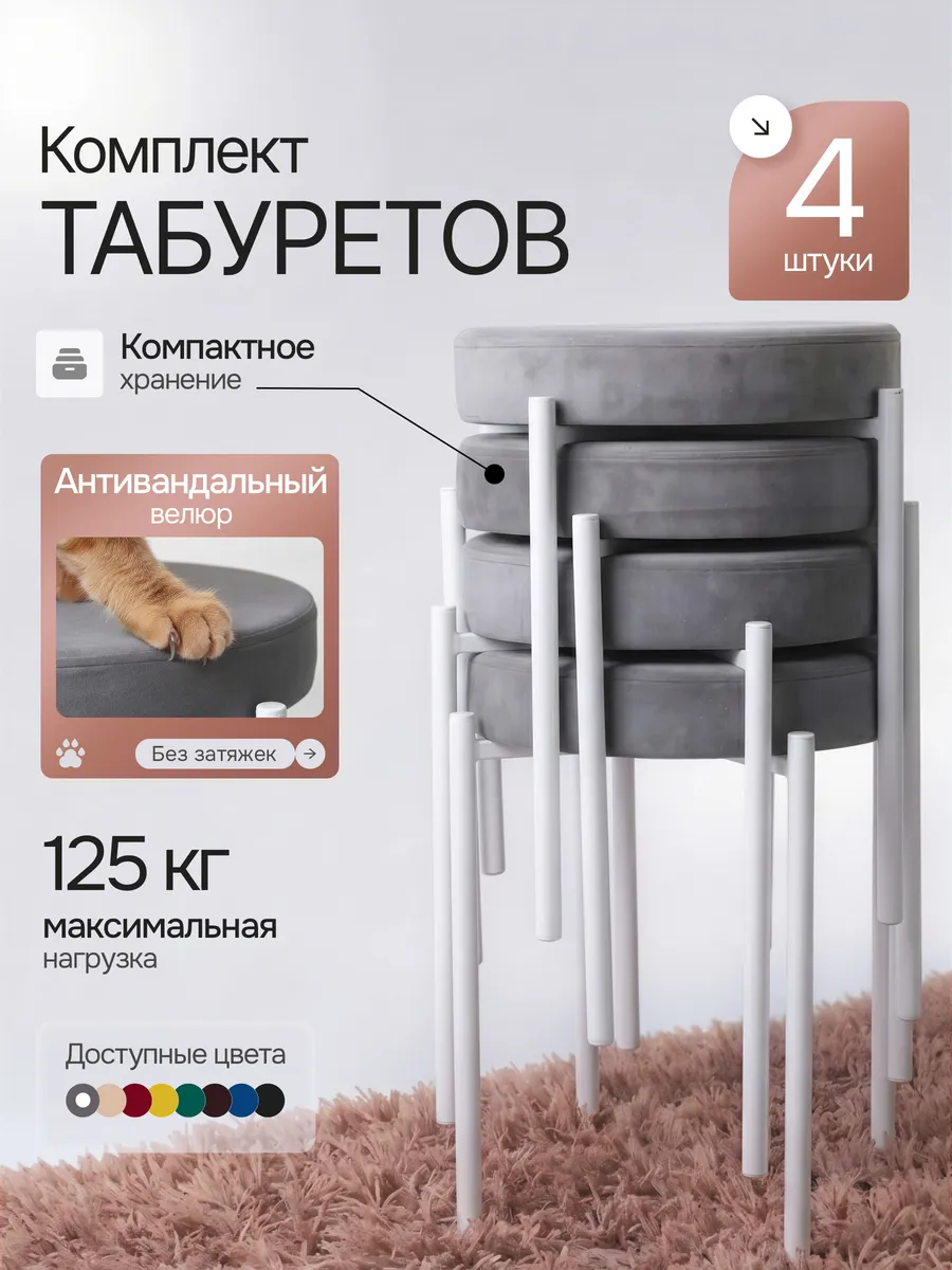 Комплект табуретов для кухни из 4 штук