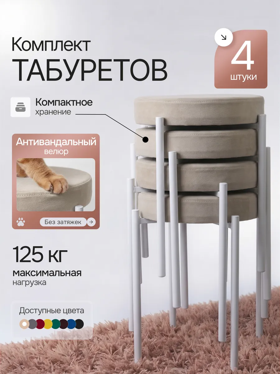Комплект табуретов для кухни из 4 штук