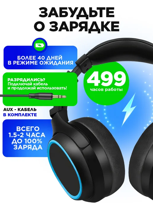 STIMAXON Игровые наушники беспроводные большие с микрофоном для пк, черный, фото 4